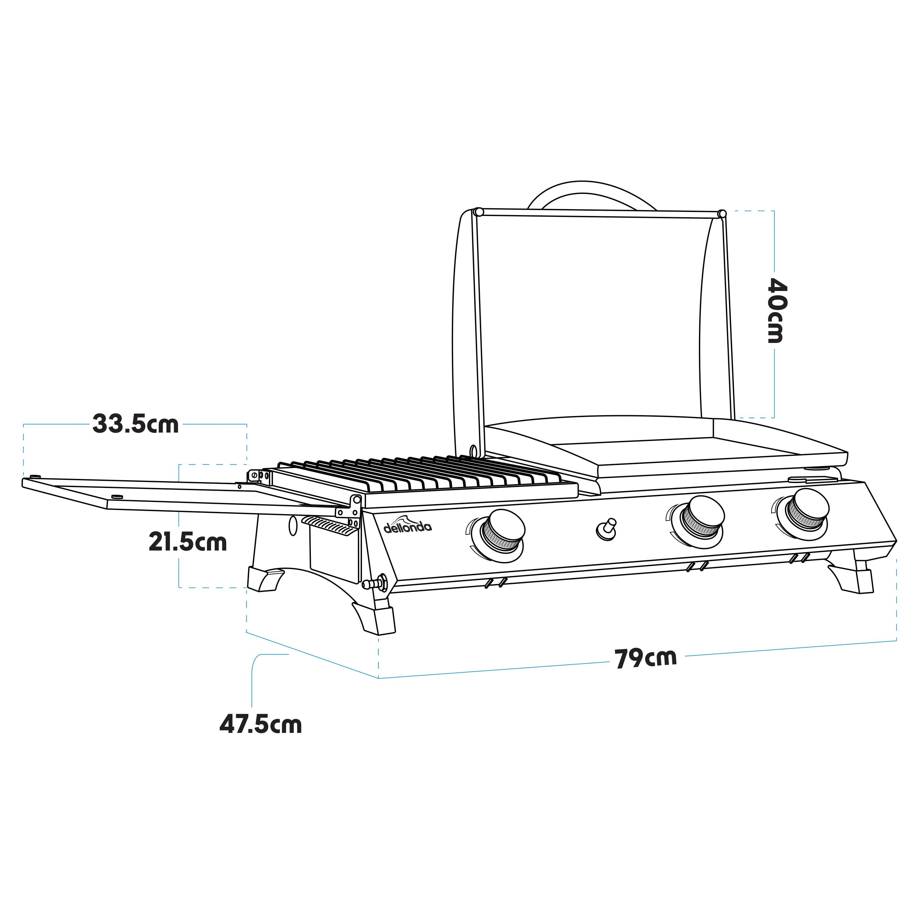 2+1 Burner Portable Gas Grill & Griddle - 8.5kW Stainless Steel Outdoor BBQ Hot Plate for Camping, Tailgating & Backyard Cooking (Model DG276)