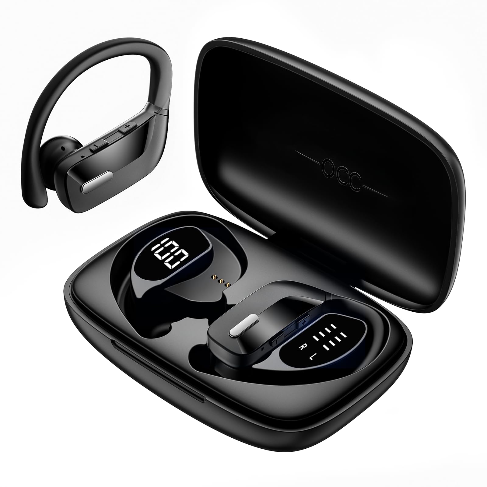 Wireless Bluetooth Sports Headphones with Secure Ear Hooks for Running, Gym Workouts & Fitness - Sweatproof & Comfortable (Black) | Perfect for Jogging, Cycling & Active Lifestyles