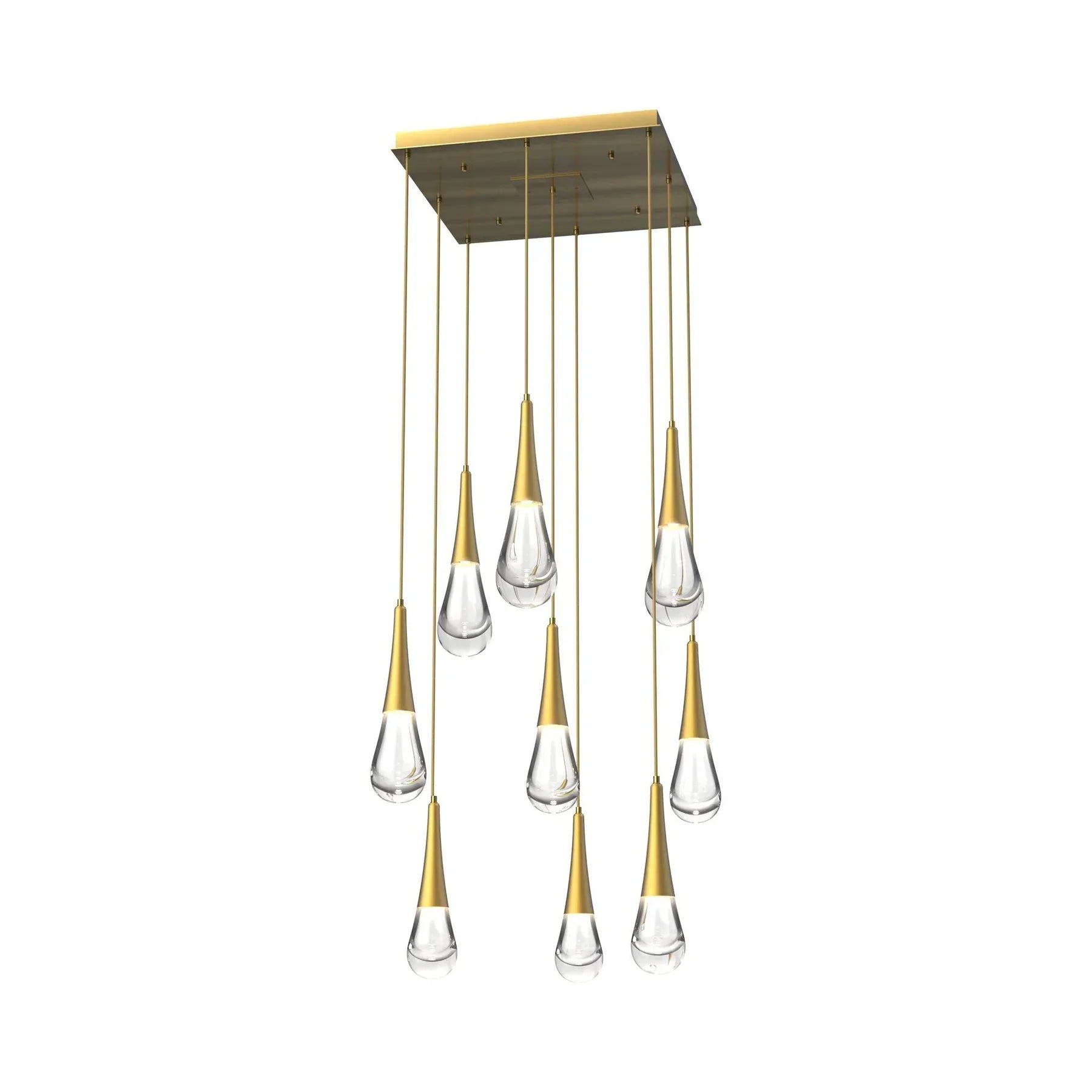 Modern Square LED Chandelier with Water Drop Crystals - Elegant Ceiling Light Fixture for Dining Room, Living Room, Bedroom or Entryway