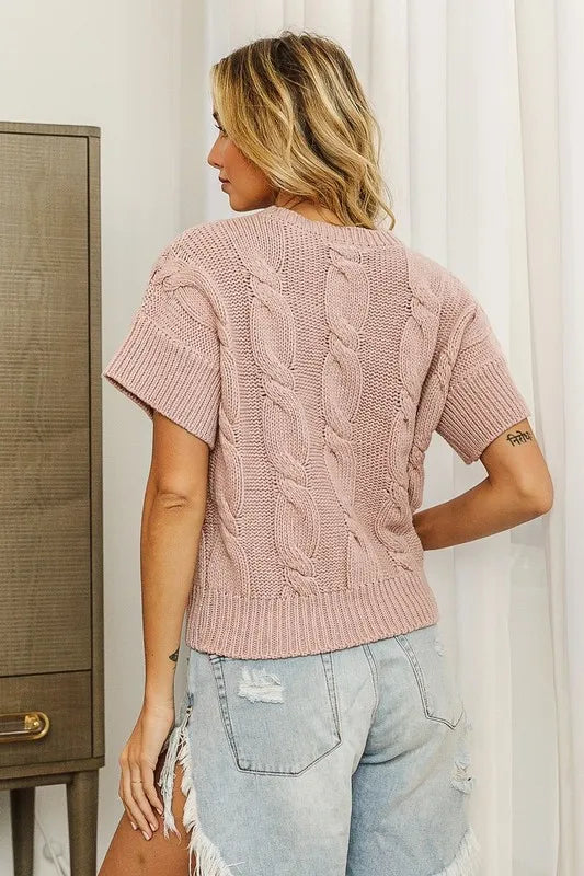 BiBi Cable Knit Textured Sweater Top for Women - Cozy Winter Pullover with Classic Knit Pattern - Perfect for Casual Outfits, Office Wear & Holiday Gatherings