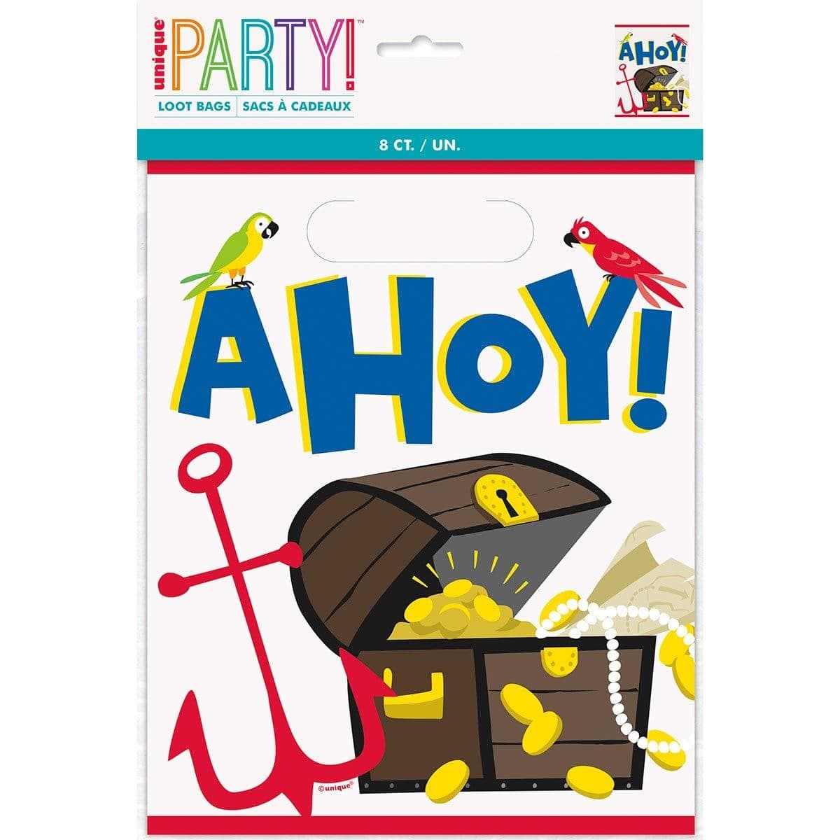 Ahoy Pirate Loot Bags - 8 Pack Premium Pirate Party Favors for Kids, Treasure Hunt Prizes, Birthday Goodie Bags & Themed Events - Perfect for Halloween, Costume Parties & Pirate Themed Decorations