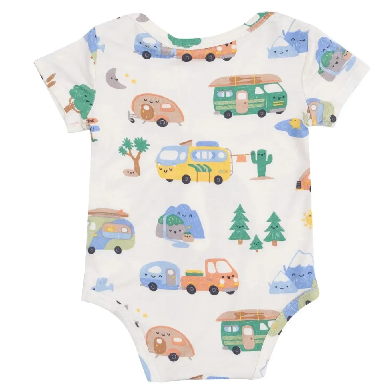Angel Dear Short Sleeve Bodysuit - Friendly Campers Print | Soft Baby Onesie for Boys & Girls | Perfect for Playtime, Daycare & Family Outings
