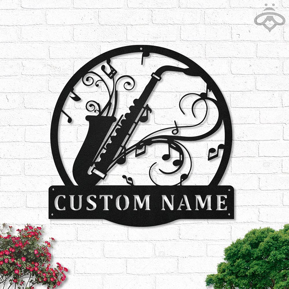 Custom LED Saxophone Metal Wall Art - Personalized Saxophonist Black Metal Sign Decor for Living Room, Music Room & Outdoor - Large 18x18 Inch Home Decor Gift for Musicians, Jazz Lovers & Music Teachers (Perfect for Wall Decor, Housewarming Gifts & Studio Decorations)