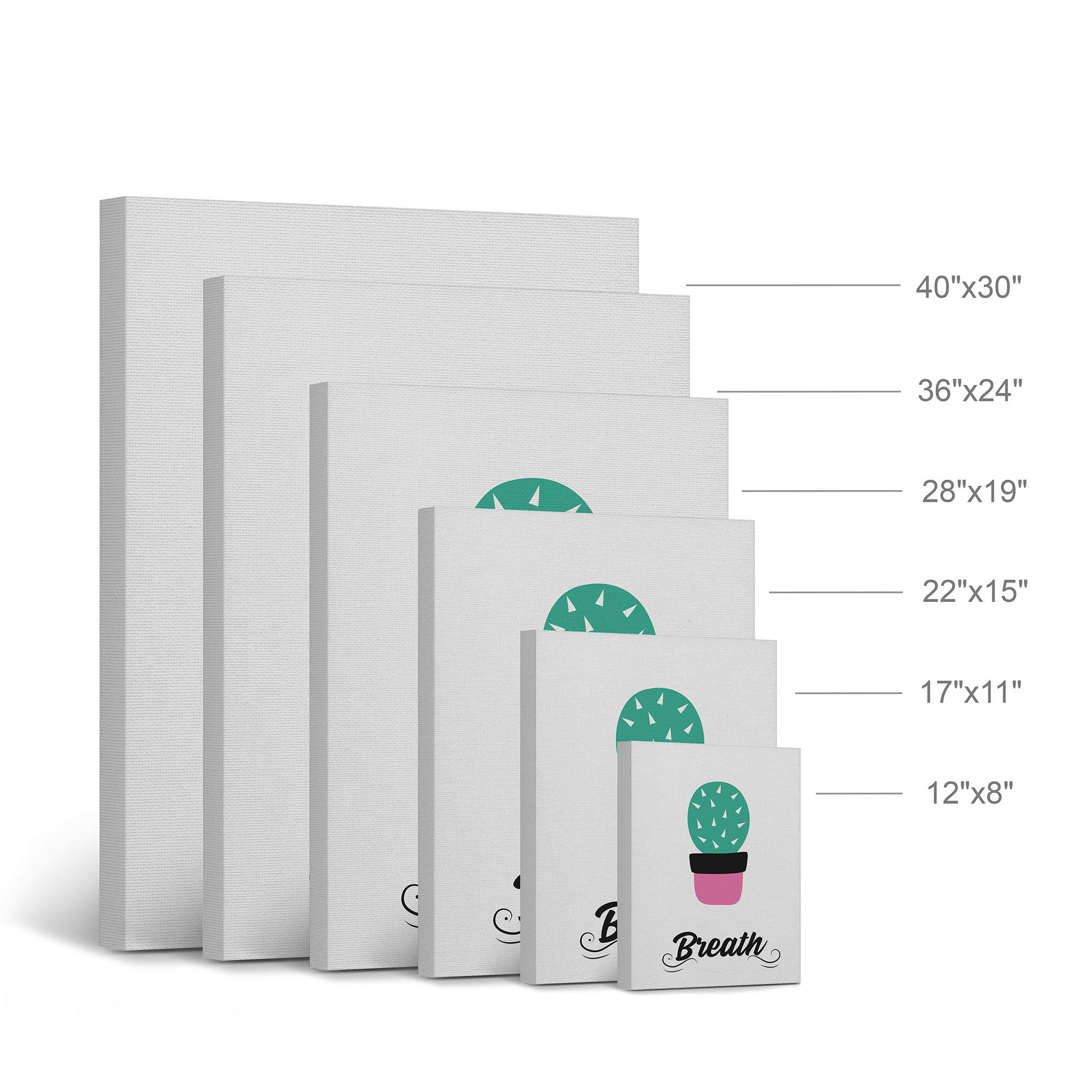 Smile Art Design Breath Typography Cactus Canvas Print - 36x24 Inch Bathroom Wall Decor, Ready to Hang Home Decoration Made in USA | Perfect for Bathroom, Living Room & Bedroom Wall Art
