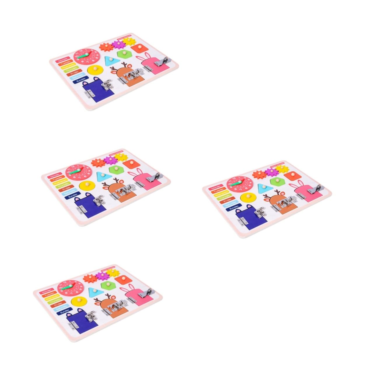 4-Piece Wooden Busy Board for Toddlers - Montessori Sensory Learning Toy for Fine Motor Skills Development - Perfect for Early Education & Travel Play