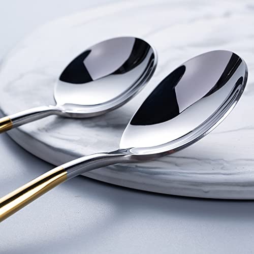 Premium 16-Piece Stainless Steel Silverware Set for 4 - Mirror Polished Gold Plated Flatware with Steak Knives, Forks & Spoons | Dishwasher Safe Cutlery Set for Dining, Parties & Gifting