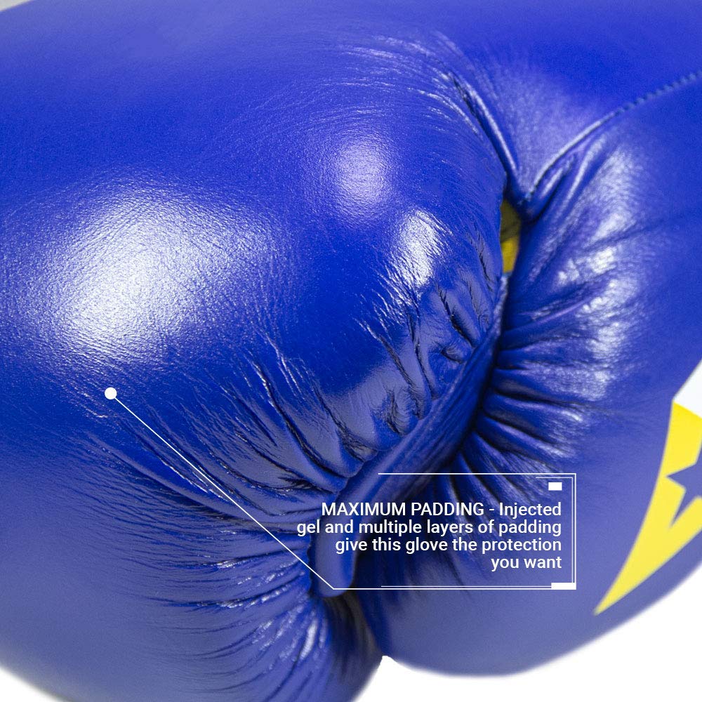 Revgear S4 Sentinel Pro Leather Boxing Gloves with Gel Padding - Premium Lace-Up MMA/Boxing Training Gloves for Men & Women - Ideal for Sparring, Heavy Bag Workouts & Competition Training