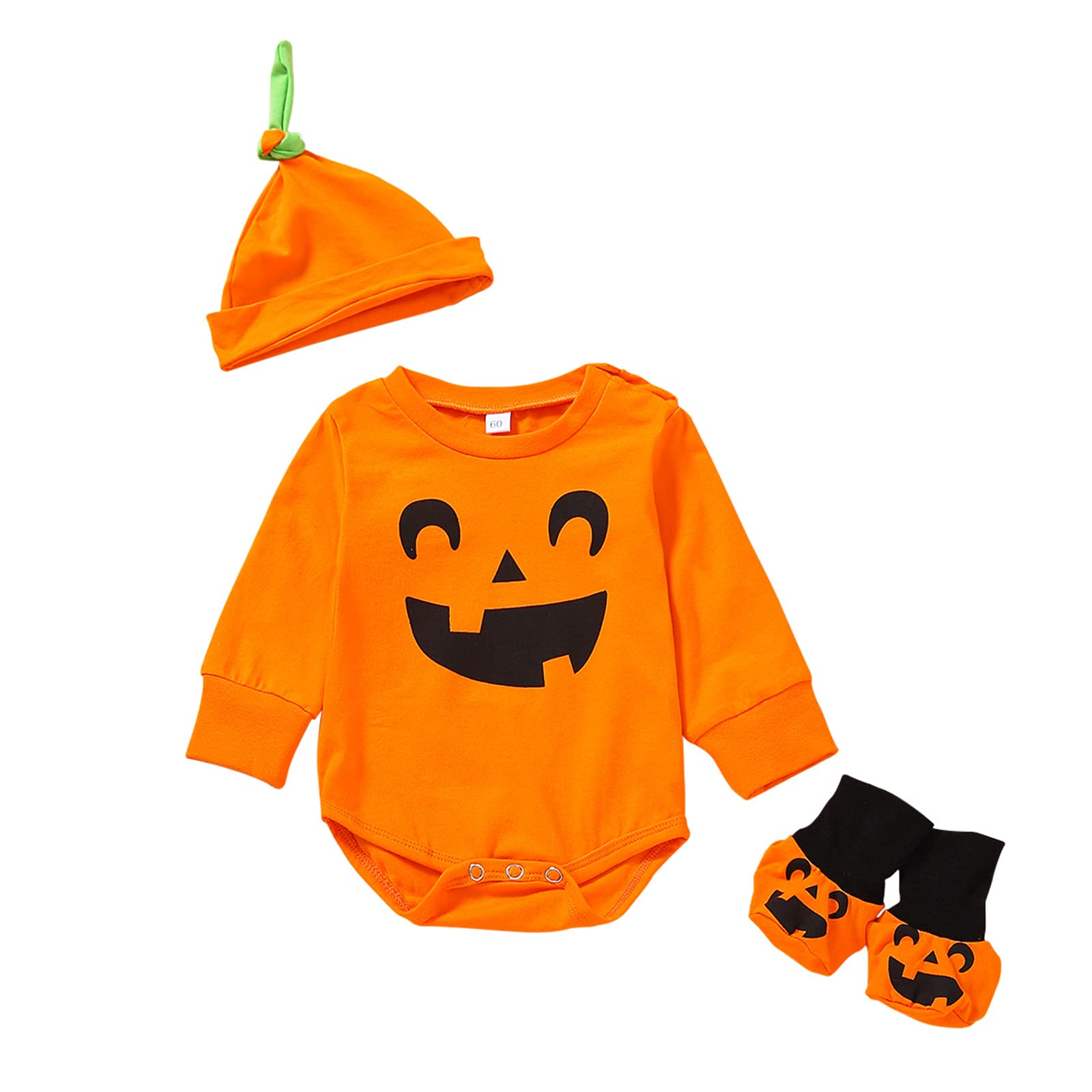 Halloween Pumpkin Infant Costume - Baby Romper Outfit for Boys & Girls | Soft Bodysuit, Cosplay Overalls for Babies | Perfect for Trick-or-Treating, Halloween Parties & Photo Shoots