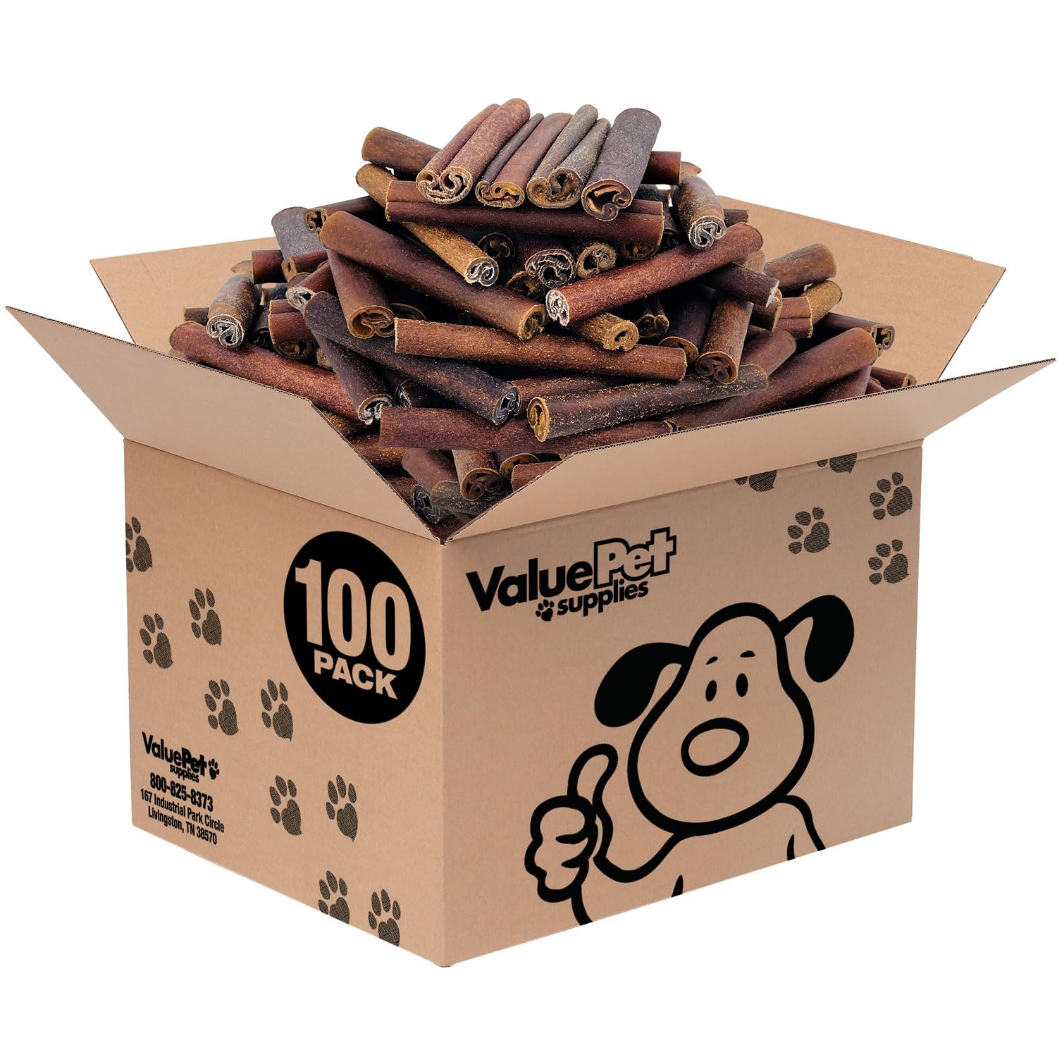 **ValueBull USA 6-Inch Natural Collagen Sticks for Dogs - Healthy Rawhide Alternative, Single Ingredient, Long-Lasting Chew for Hip & Joint, Skin & Coat Care - Super Jumbo 100ct Bulk Pack - Perfect for Training, Teething & Dental Health**