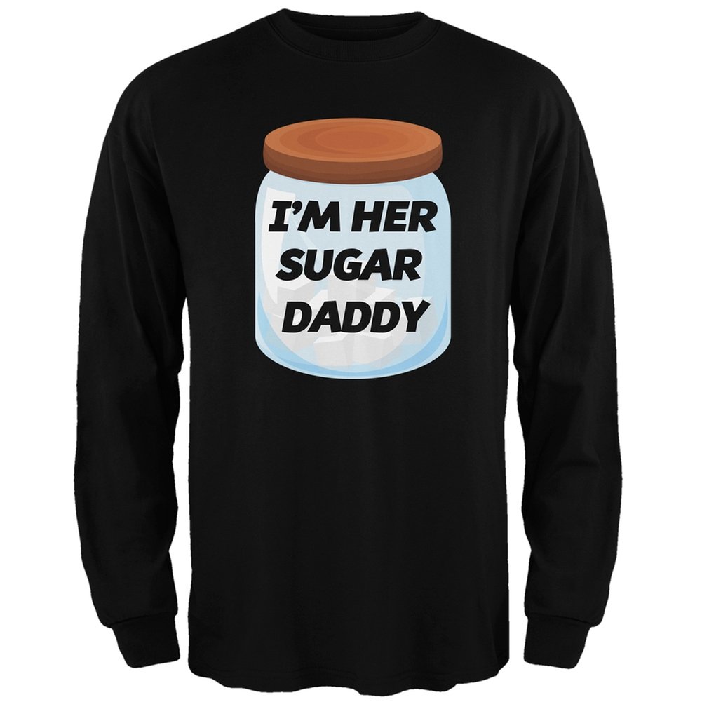 Funny 'I'm Her Sugar Daddy' Black Long Sleeve T-Shirt for Men - Large Size | Perfect for Casual Wear, Parties & Gag Gifts