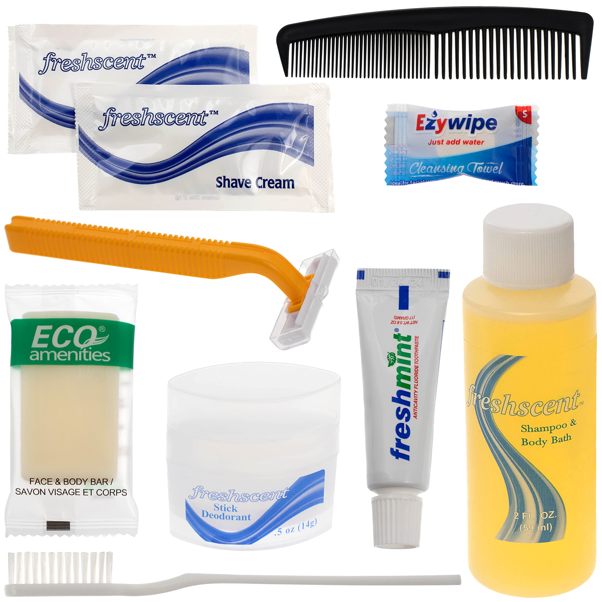 96-Piece Bulk Toiletry Kits - 10-Piece Deluxe Travel Size Personal Care Essentials Set for Hotels, Shelters & Charity Donations - Perfect for Travel, Homeless Assistance & Hospitality Industry Use