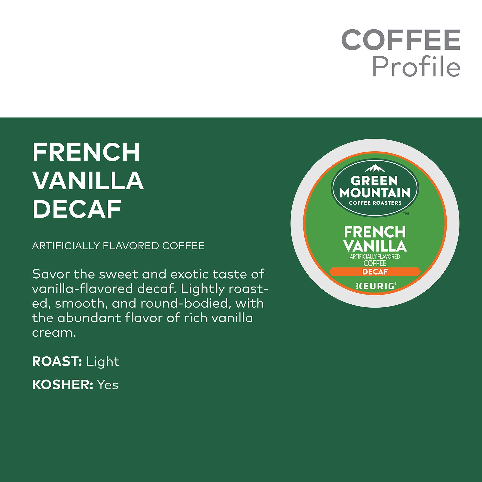 Green Mountain Coffee Roasters French Vanilla Decaf Keurig K-Cup Pods - Light Roast Coffee (96 Count) | Perfect for Office, Home & Gifts | Single-Serve Convenience