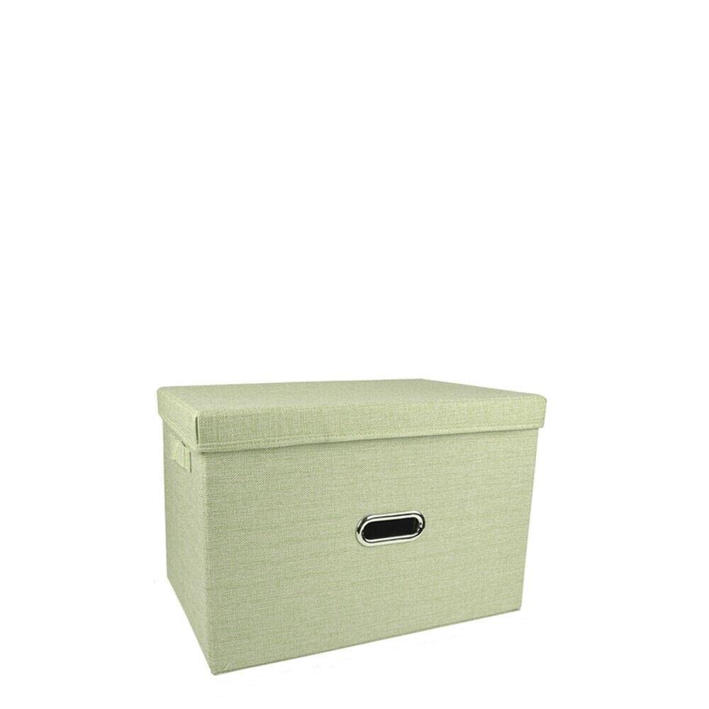 StateOJ Heavy Duty Linen Fabric Cube Storage Bins with Lids & Handles - Collapsible Storage Boxes for Home Organization, Closet, Nursery, Office & Laundry Room