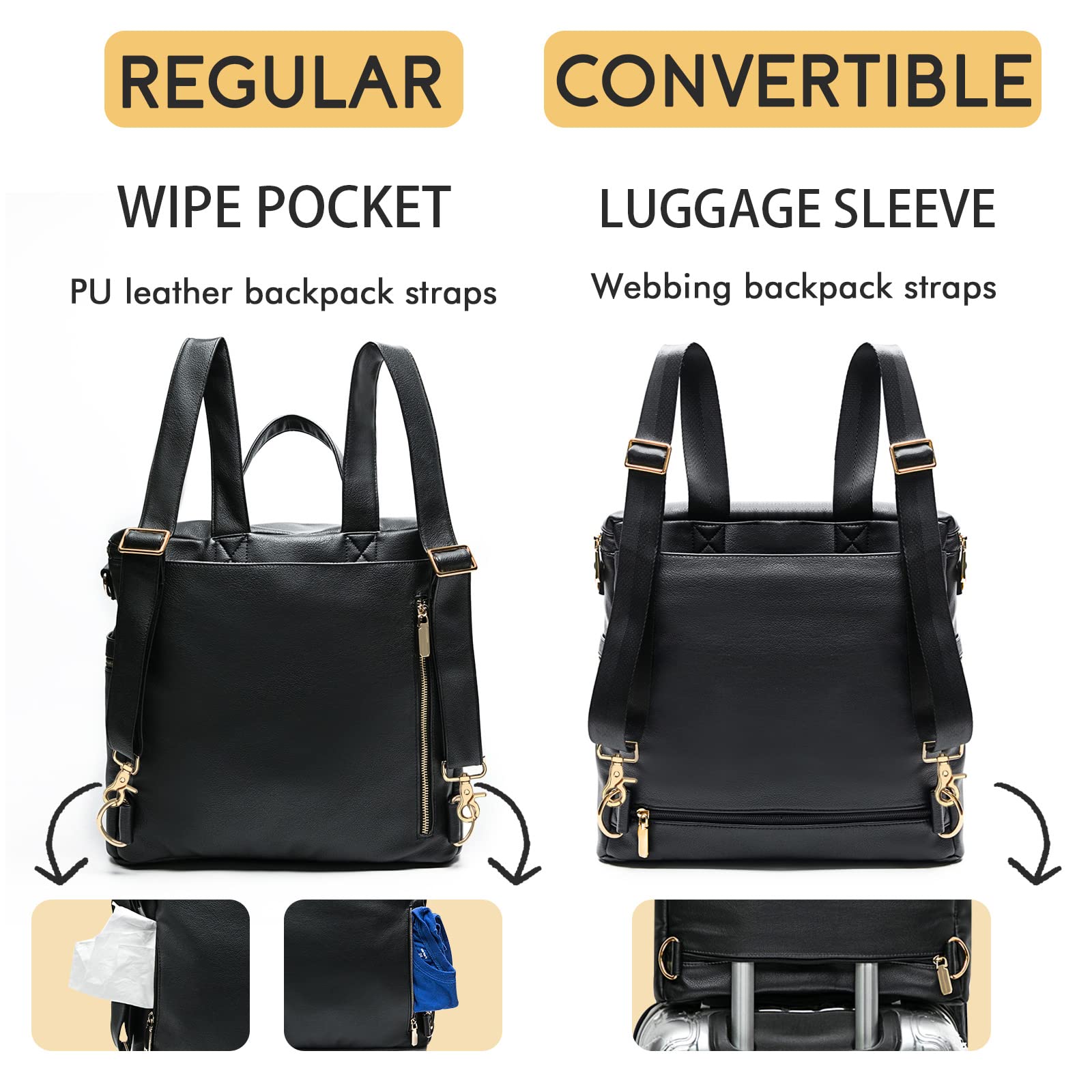 Miss Fong Premium Leather Diaper Backpack - Stylish Baby Bag with Changing Pad & Stroller Organizer | Perfect for Parenting, Travel & On-the-Go Moms