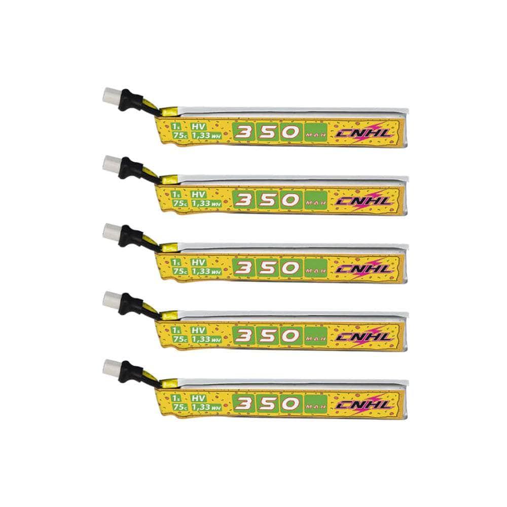 CNHL SpeedyPizza 3.8V 1S 350mAh 75C LiHV High Performance RC Battery 5 Pack with BT2.0 Connector - Perfect for FPV Drones, RC Cars, and Mini Quadcopters
