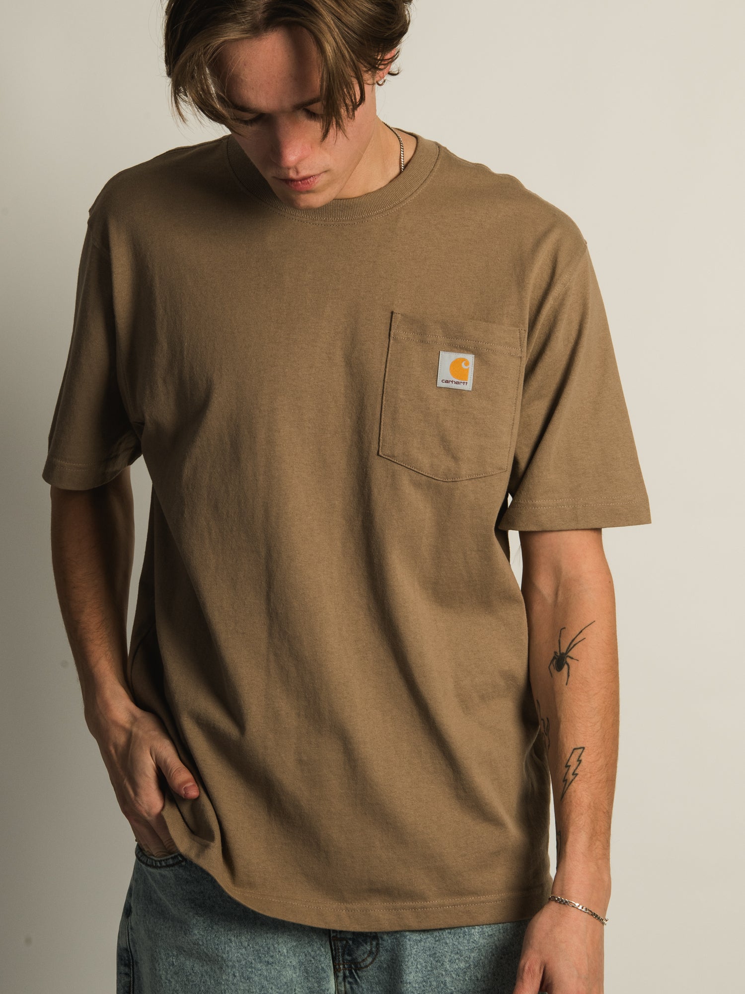 Carhartt Workwear Pocket T-Shirt for Men - Durable Cotton Short Sleeve Tee for Construction, Work & Outdoor Activities