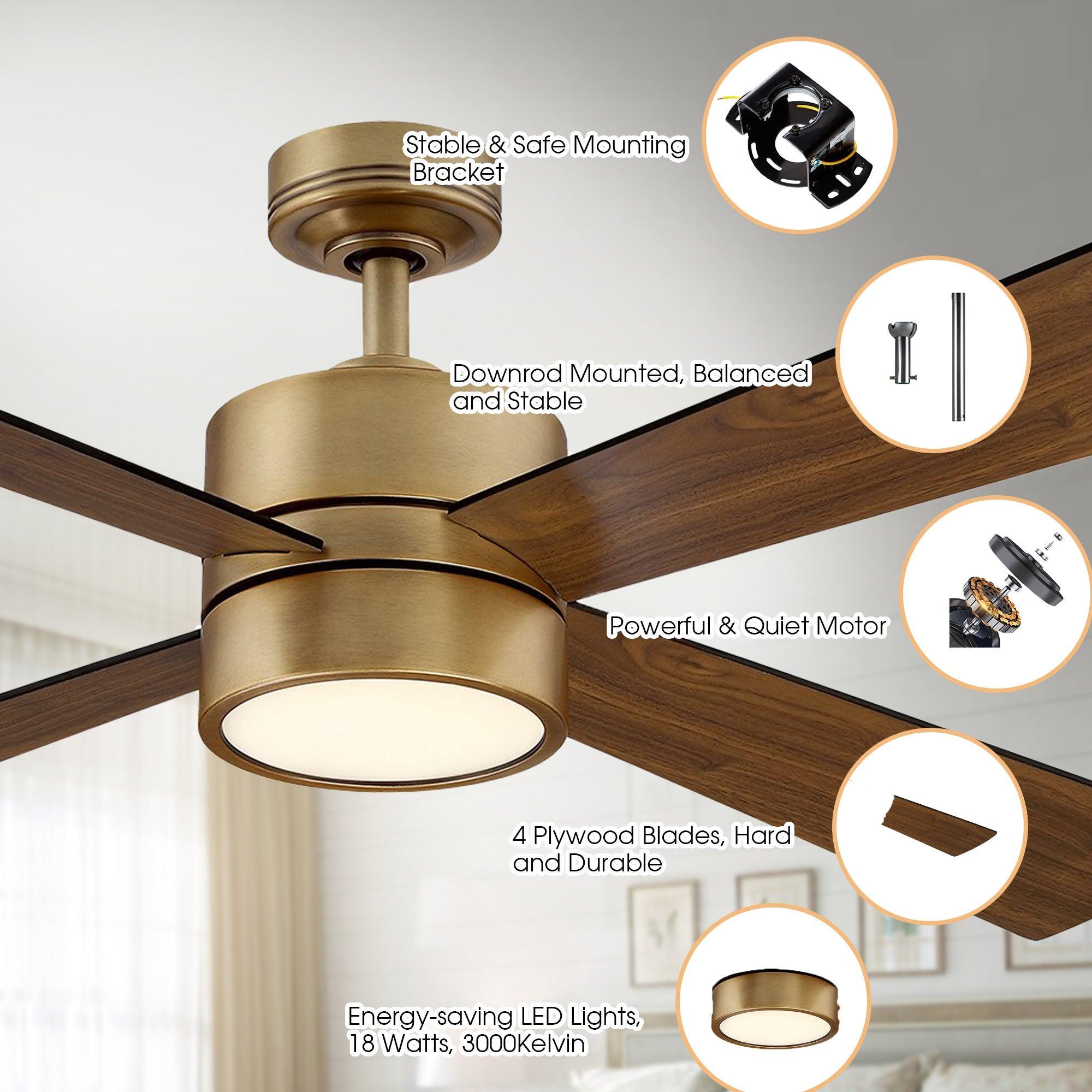 52 Inch Bucholz Industrial Ceiling Fan with Dimmable LED Light - Perfect for Warehouses, Garages, and Large Commercial Spaces