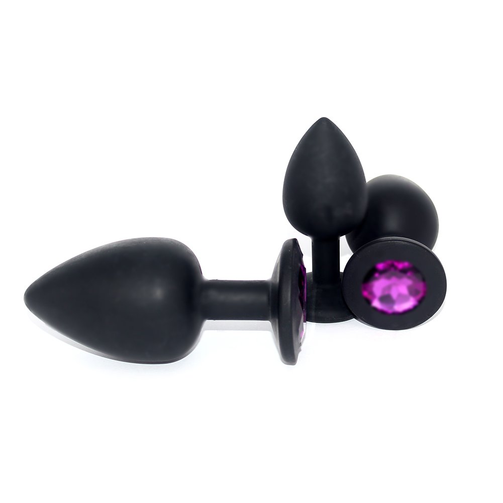 3PCS Silicone Jeweled Anal Trainer Plugs Set - Beginner Friendly Anal Sex Toys for Men, Women & Couples | Black | Perfect for Sensual Play, Intimacy & Exploration