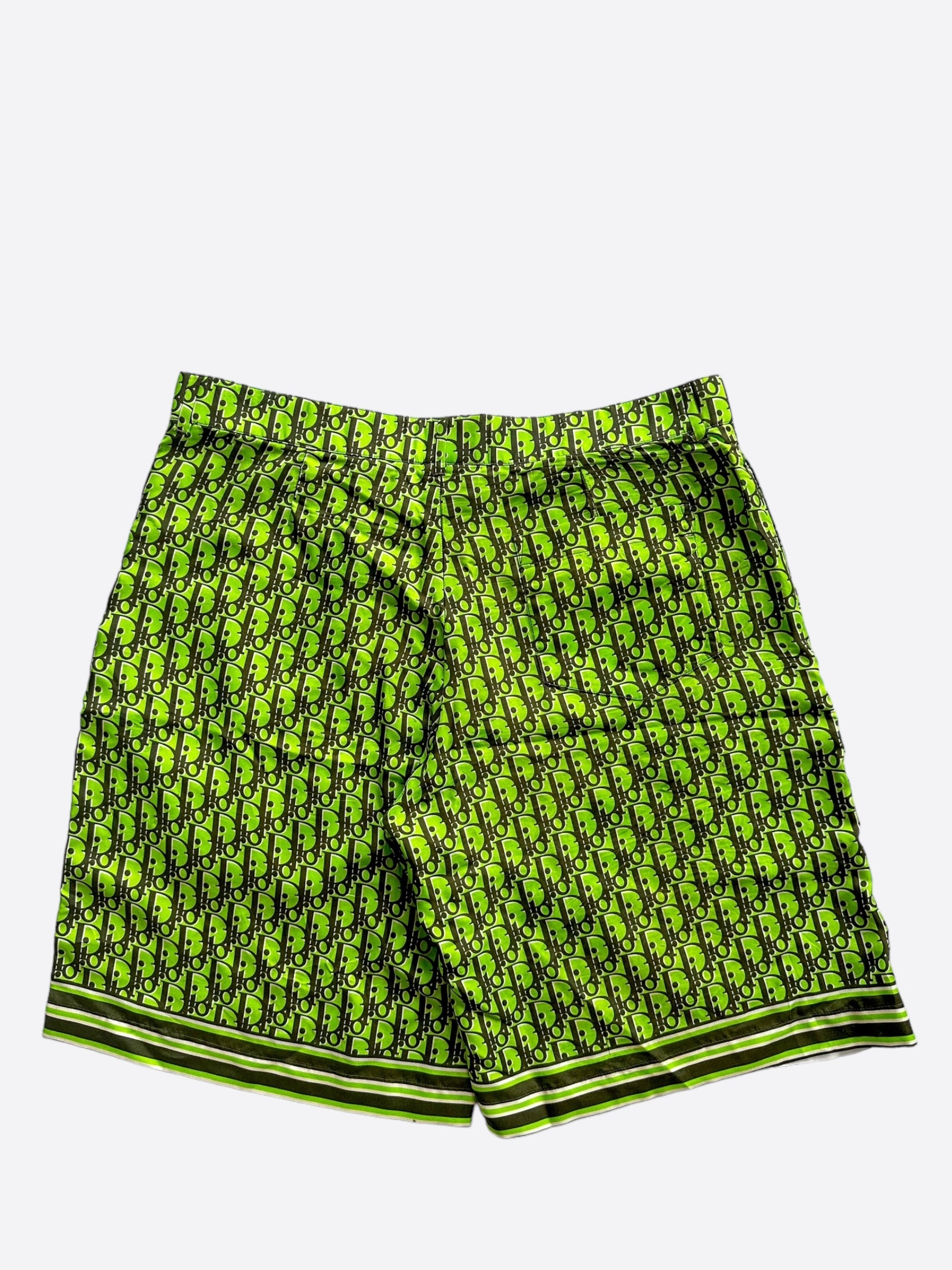 Dior Green & Black Oblique Silk Shorts for Women - Luxury High Waist Summer Fashion Shorts | Perfect for Beach Vacations, Parties & Casual Outings
