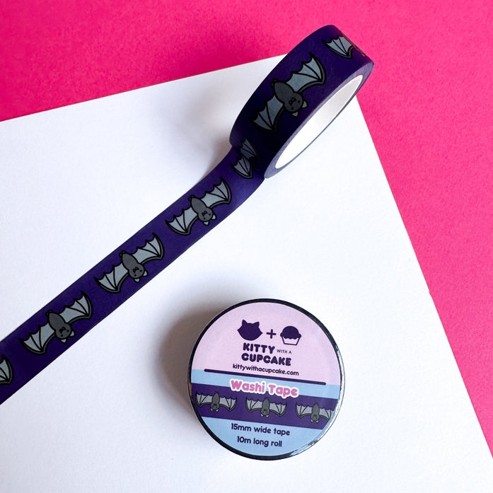 Decorative Bats Washi Tape - Halloween Scrapbooking, Bullet Journal, DIY Crafts & Gift Wrapping Supplies for Party Decorations