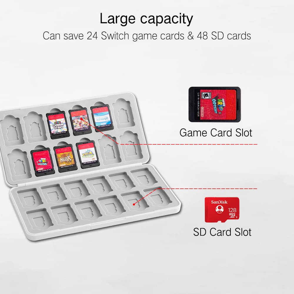 PERFECTSIGHT Cute Nintendo Switch Game Card Holder Case - Compatible with Switch/Switch Lite/OLED, Holds 24 Game Cartridges & 24 SD Cards - Portable Compact Storage Box (Pokemon Style) - Perfect for Travel, Gaming Parties & Organizing Your Switch Collection