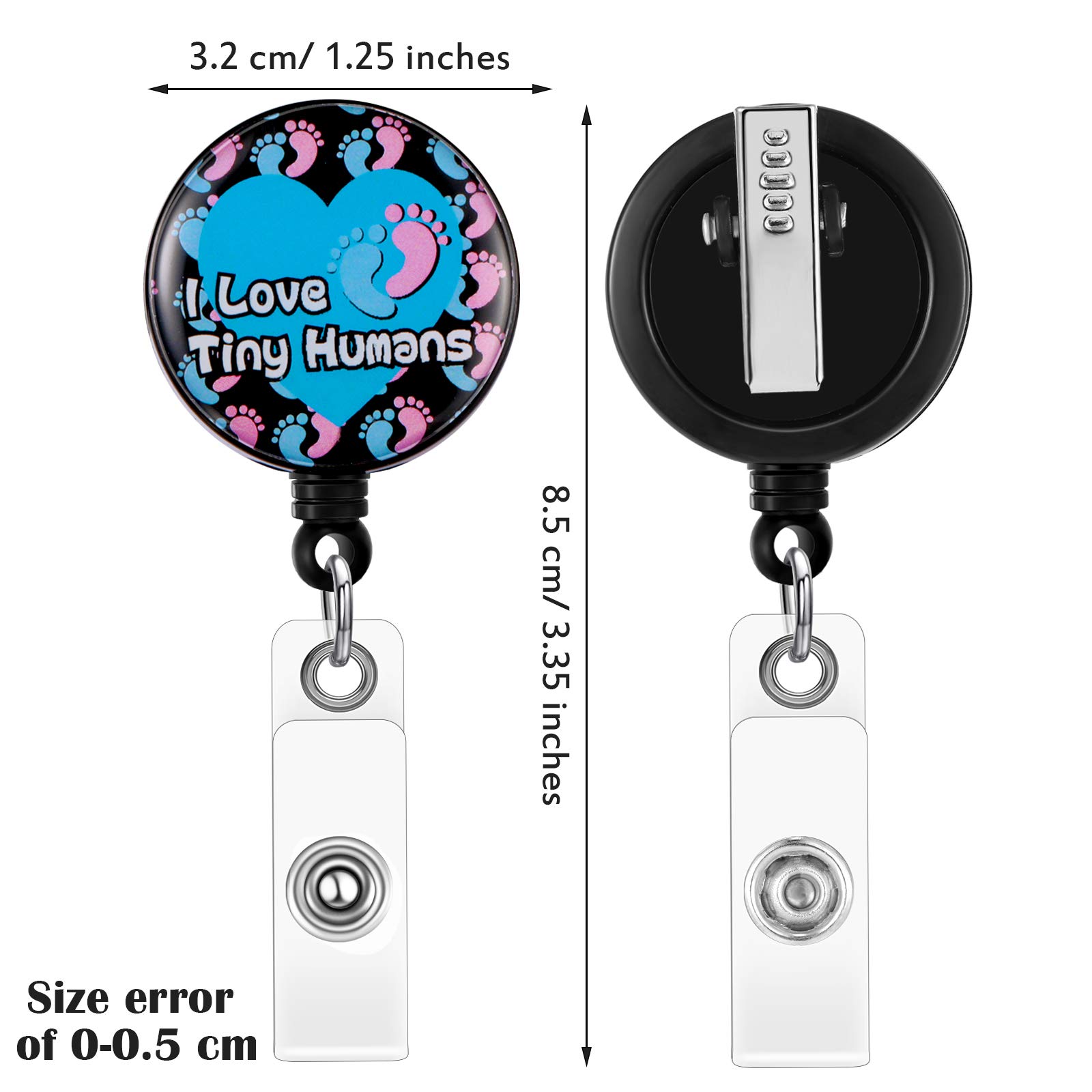 6 Pack Retractable ID Badge Reels for Nurses - Cute 