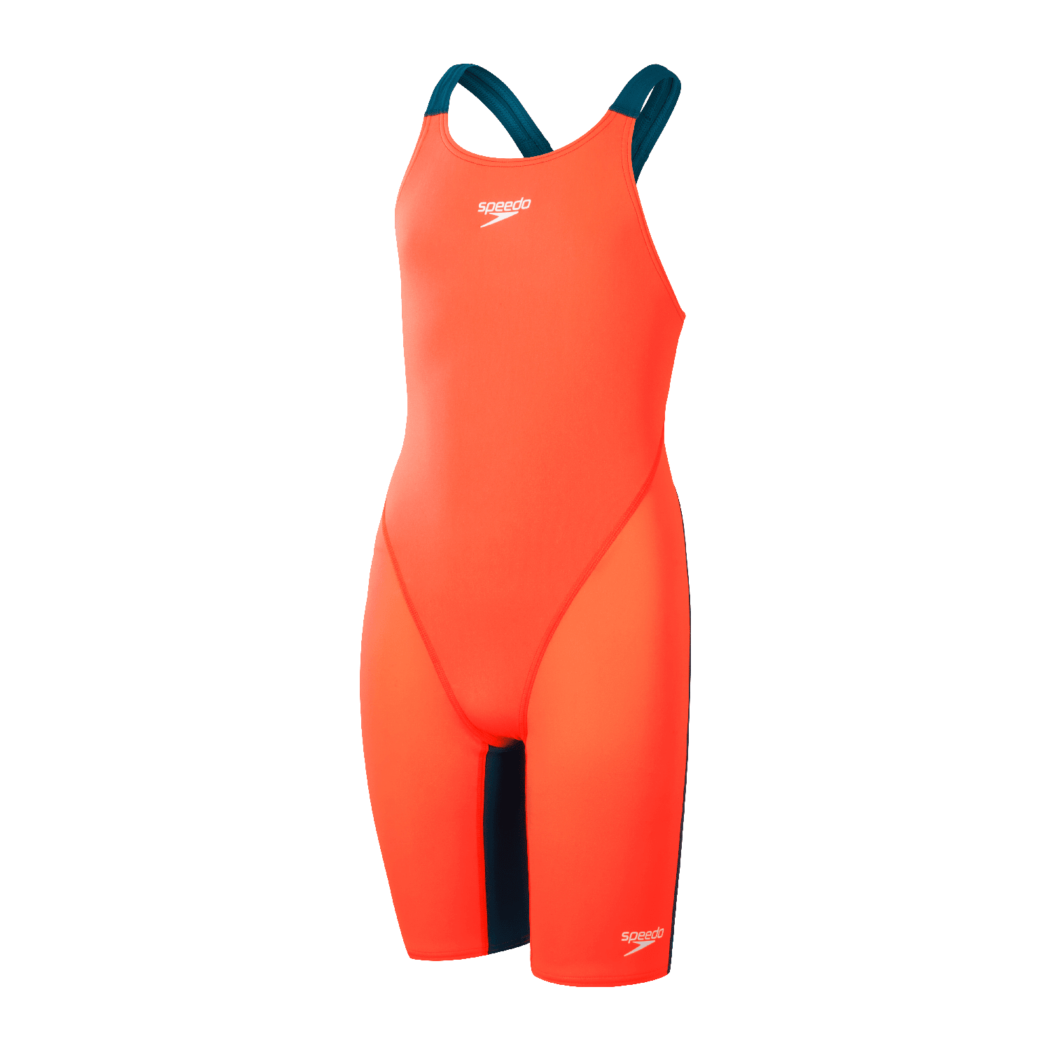 Speedo Endurance+ Max Junior Girls Kneeskin Competitive Swim Suit - Red/Teal - Perfect for Swim Training & Racing