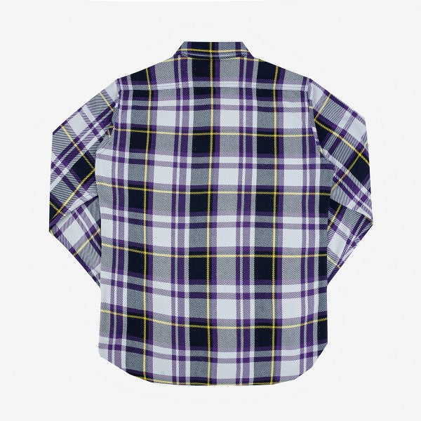 Iron Heart IHSH-382 9oz Selvedge American Check Work Shirt - Purple Plaid Flannel Shirt for Men | Durable Workwear & Casual Style for Outdoor Activities and Everyday Wear