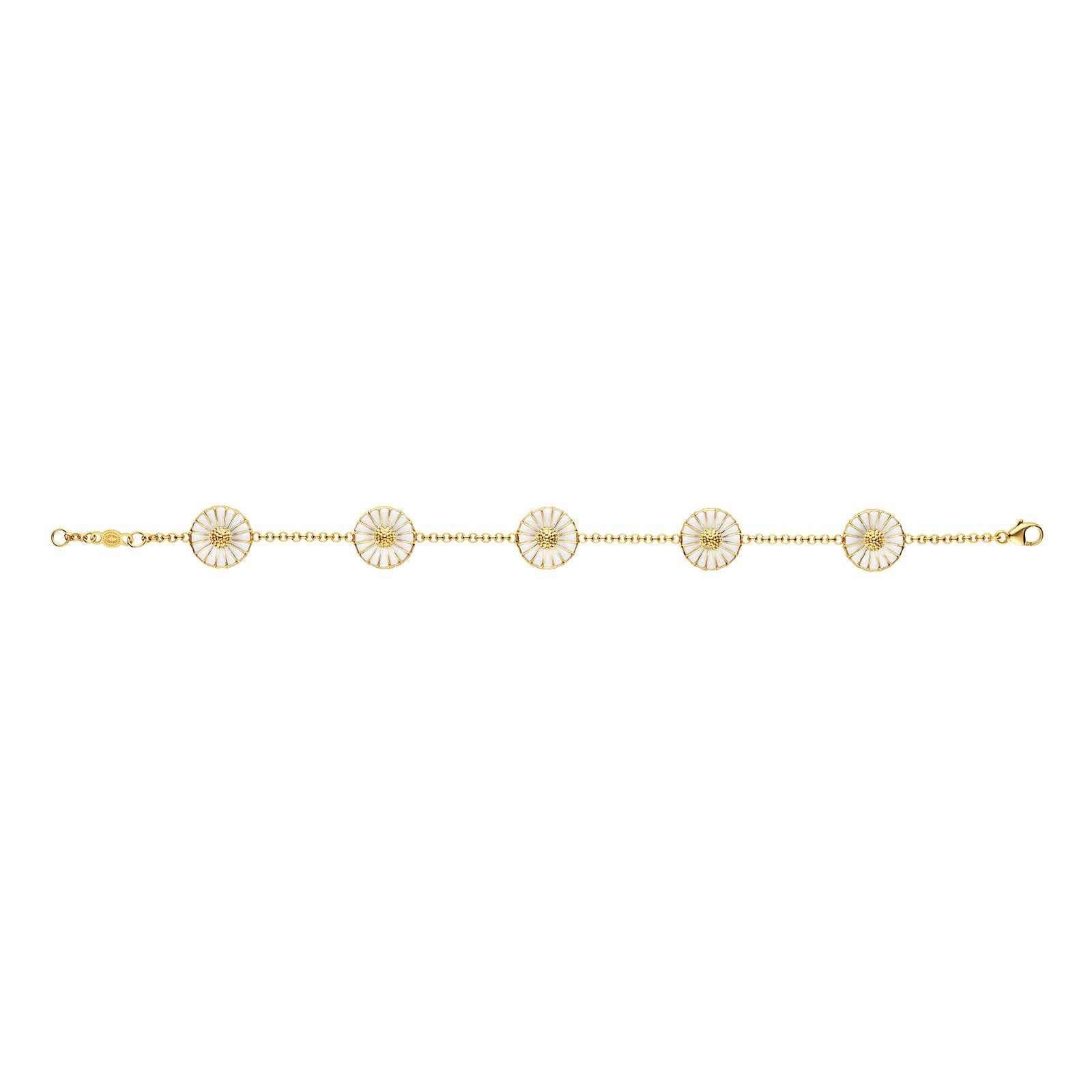 Georg Jensen DAISY Gold Plated Silver & White Enamel Bracelet - Elegant Jewelry Gift for Women, Perfect for Weddings, Anniversaries and Special Occasions