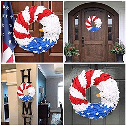 American Eagle Wreath - Patriotic Red White and Blue Wreath for Front Door, Window & Wall Decor - 15 Inch USA Flag Themed Home Decoration - Perfect for 4th of July, Memorial Day & Veterans Day Celebrations