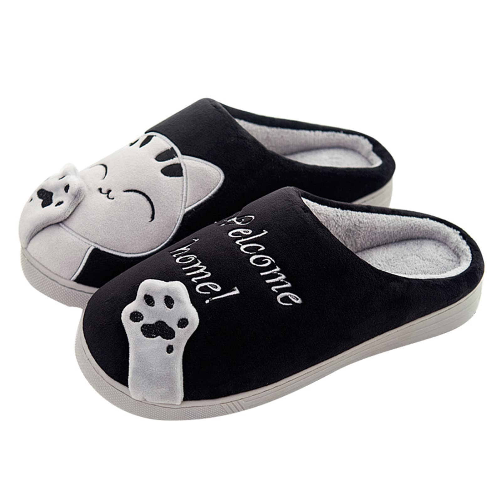 Warm Cartoon Animal Slippers for Adults - Memory Foam House Shoes with Non-Slip Sole - Cute Cat Slippers for Men & Women - Perfect for Indoor, Outdoor, Winter Wear & Gift Giving