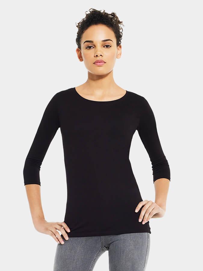 Women's Organic Cotton 3/4 Sleeve Yoga T-Shirt - Stretchy Comfort Fit for Yoga Studio & Active Lifestyle
