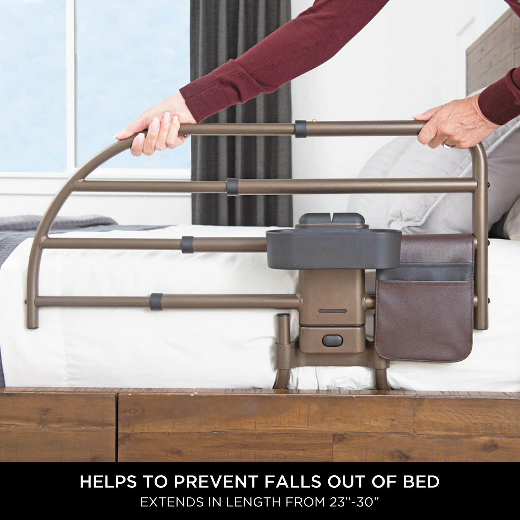 Signature Life Freedom Extendable Bed Rail - Adjustable Safety Guardrail for Adults & Seniors | Home Healthcare & Fall Prevention | Perfect for Hospital Beds, Home Care & Elderly Safety