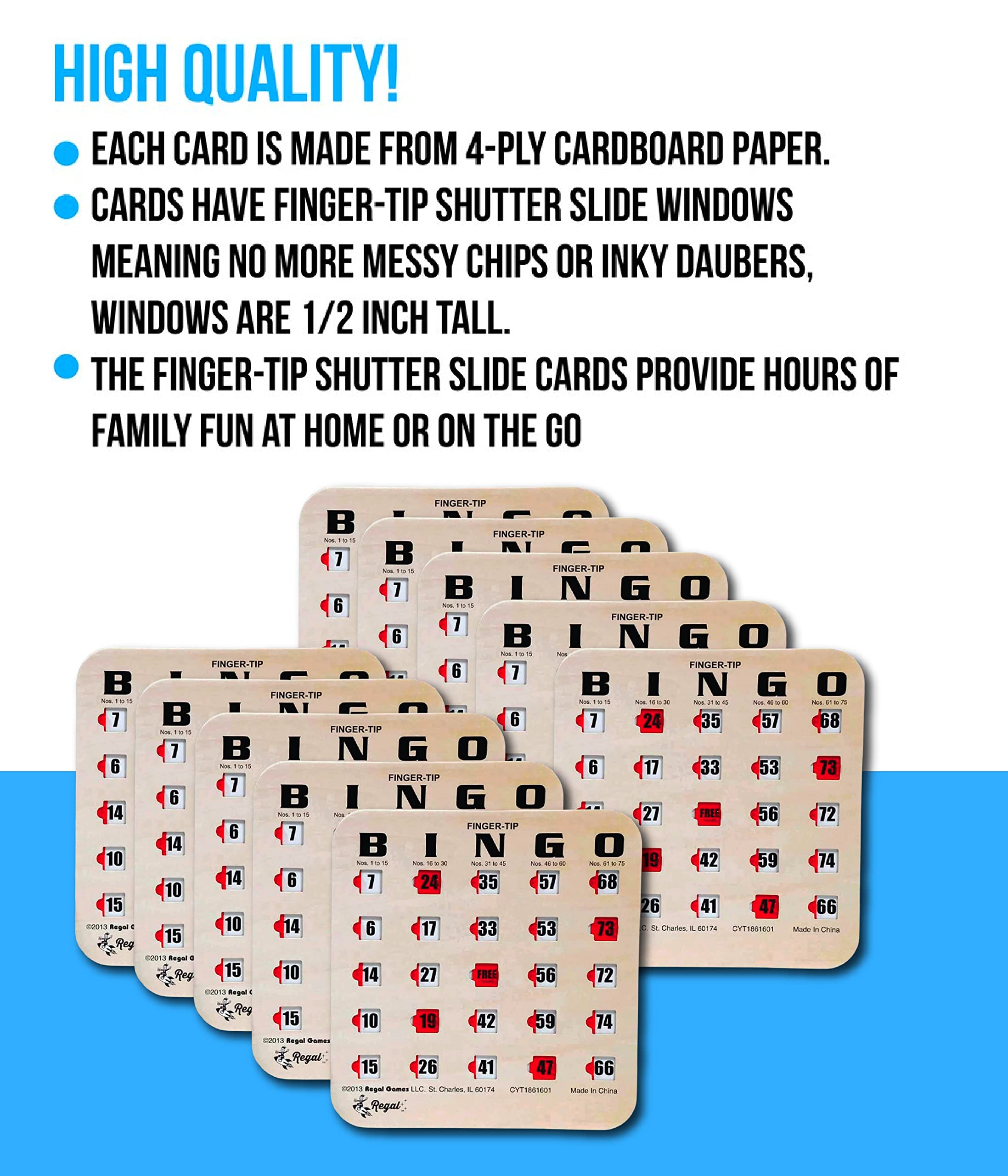 Regal Bingo Bulk Bingo Cards with Sliding Windows - 100 Pack Reusable Large Print Bingo Game Cards for Adults & Large Groups - Woodgrain Design - Perfect for Parties, Fundraisers, Senior Activities & Family Game Nights