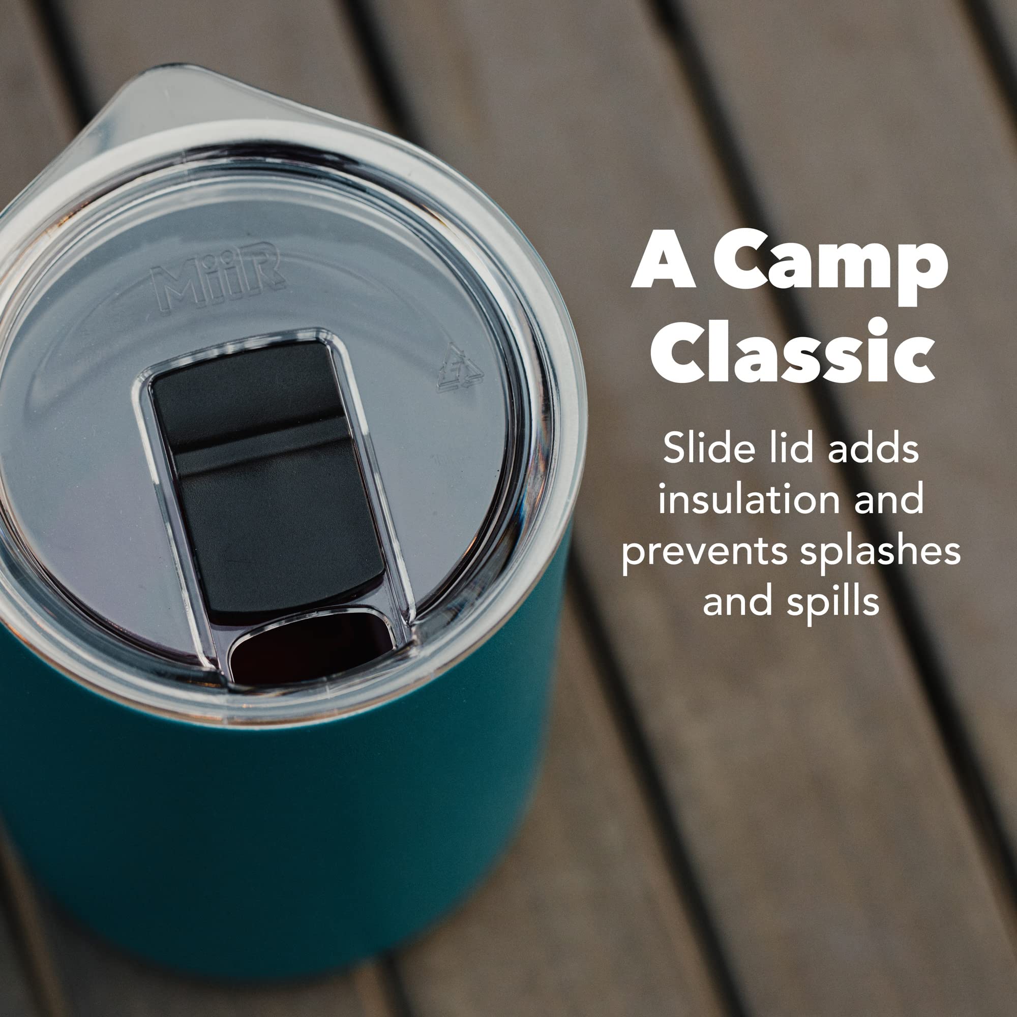 MiiR Camp Cup 12oz - Double Wall Vacuum Insulated Stainless Steel Travel Mug with Splash-Proof Slide Lid - Perfect for Camping, Hiking & Outdoor Adventures