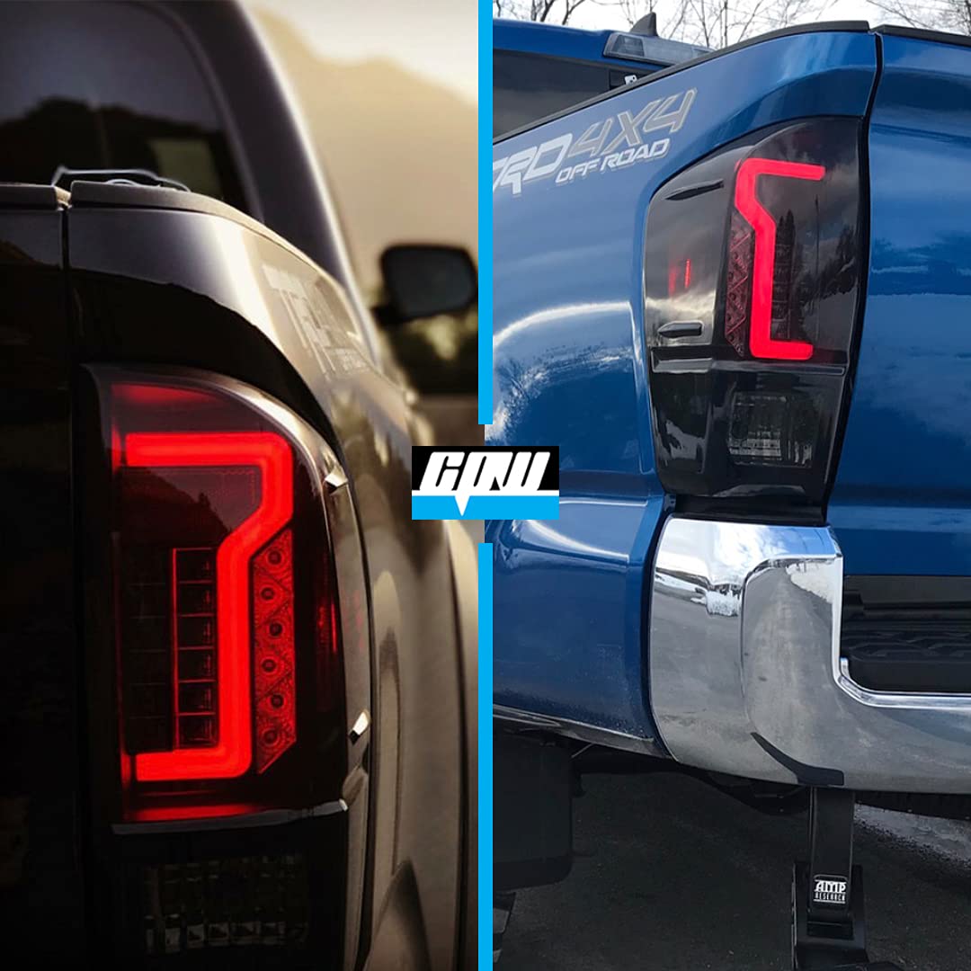 CPW LED Tail Lights for 2016-2023 Toyota Tacoma - Black/Smoke Lens Tube Bar Taillights | Waterproof & Durable Replacement | Perfect for Off-Roading, Night Driving & Custom Truck Upgrades