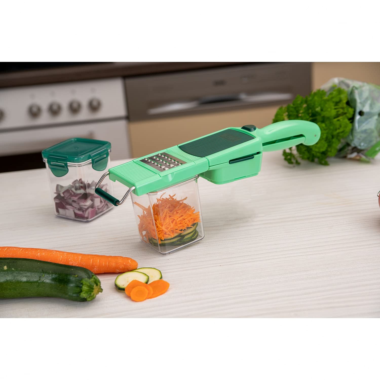 Genius A82135 Nicer Dicer Quick Professional Plastic Food Chopper - Effortless Vegetable & Fruit Slicing for Meal Prep, Salads & Cooking - Perfect for Home Kitchens & Restaurants