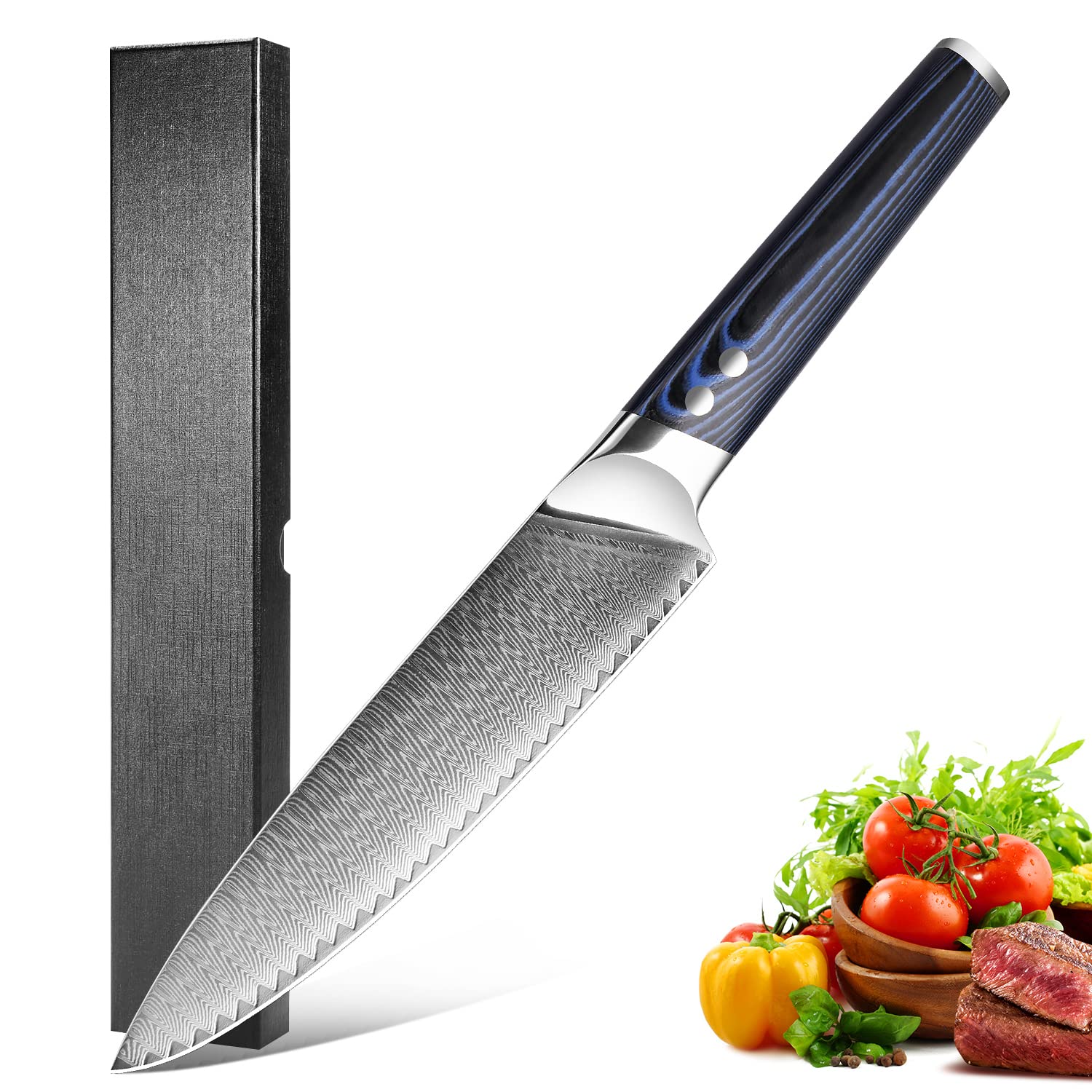 Premium Damascus Chef Knife 8 Inch - Japanese VG10 Steel Kitchen Knife with G-10 Handle & Gift Box - Professional Gyuto Knife for Slicing, Dicing, Chopping - Perfect for Home Chefs & Culinary Enthusiasts