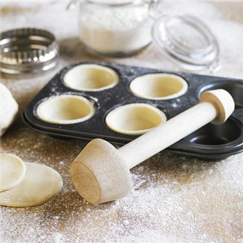 Wooden Tart Tamper - Double Sided Pie Pastry Dough Press - Baking Tool for Mini Egg Tarts, Cheesecakes & Desserts - Perfect for Home Bakers & Professional Chefs - Ideal for Egg Tart Molds, Pasta & Cake Making