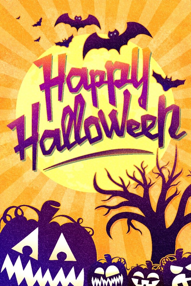 Happy Halloween Bats and Pumpkins Metal Wall Art - 12x18 Inch Gallery Quality Aluminum Decor for Home, Office & Outdoor Halloween Party Decoration