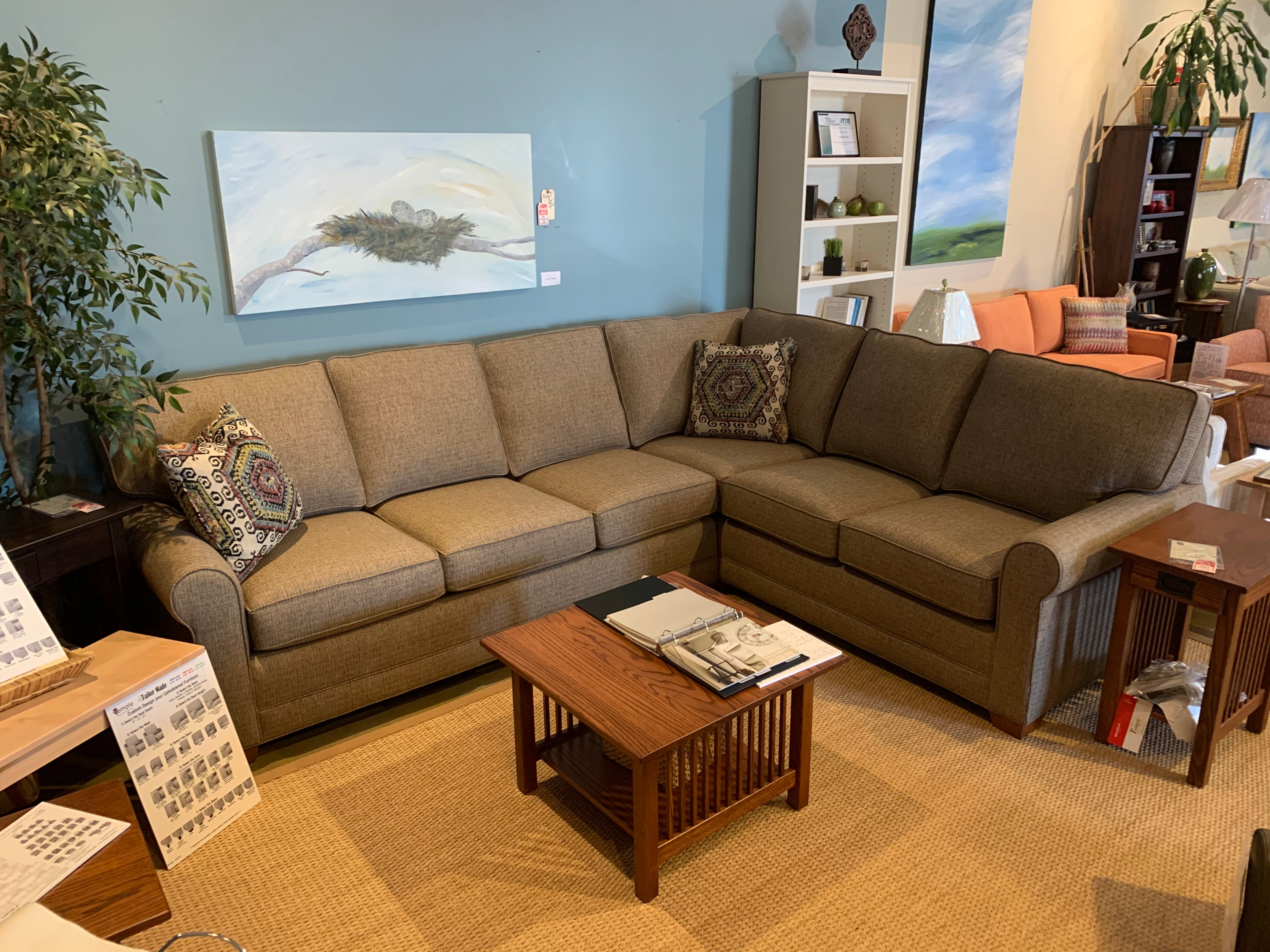 Temple Tailor Made 6600 Sock Arm Sectional Sofa - Premium Showroom Quality for Living Room & Home Theater Comfort