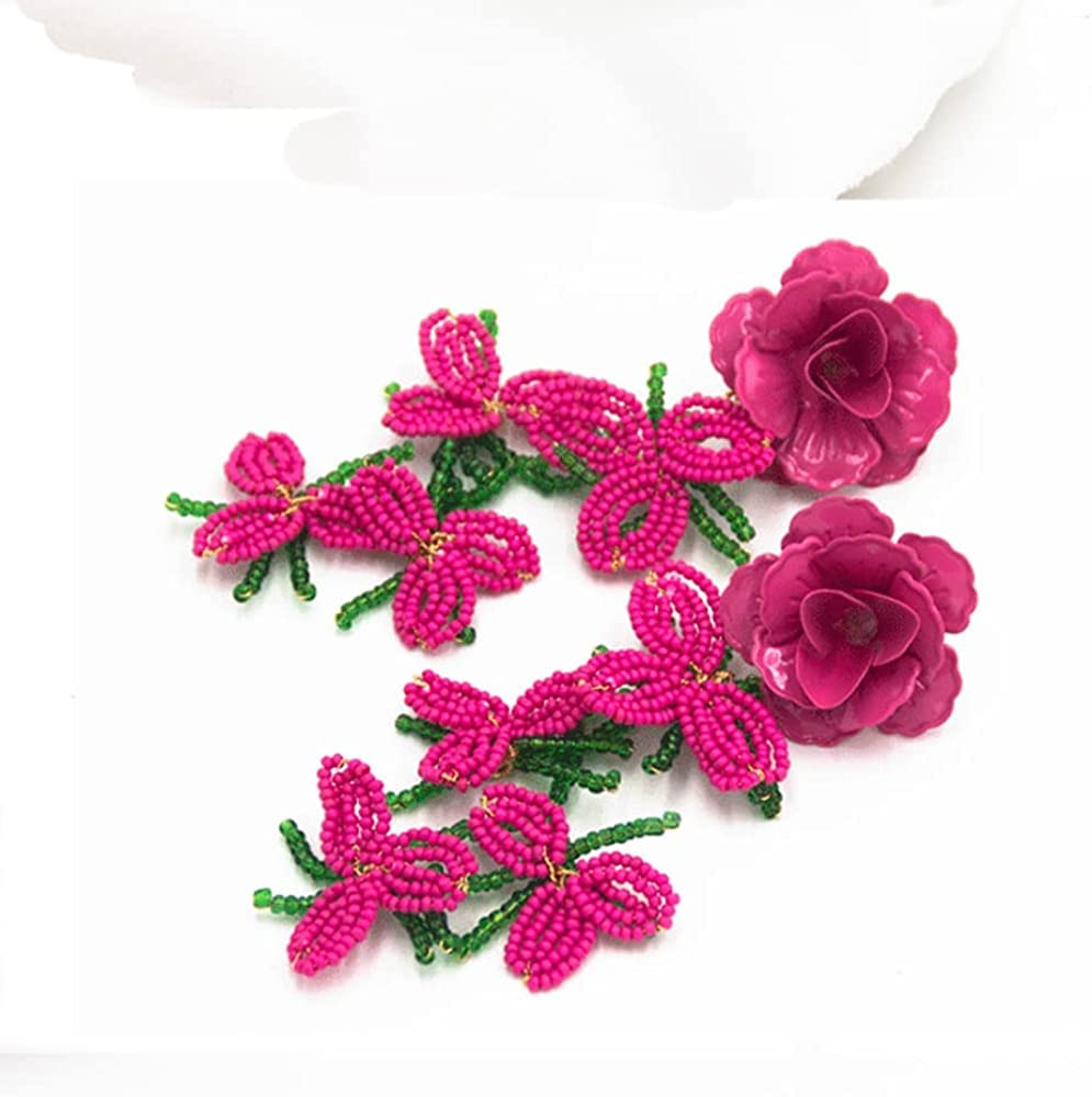 Colorful Maple Drop Floral Dangle Earrings - Large Petal Flower Jewelry for Women | Perfect for Weddings, Parties & Everyday Fashion