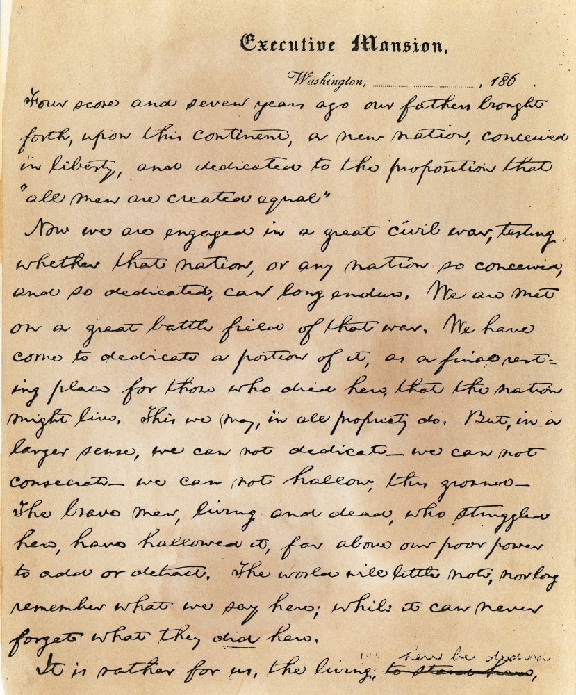 Gettysburg Address 1863 First Draft - Lincoln's Handwritten Copy for History Collectors