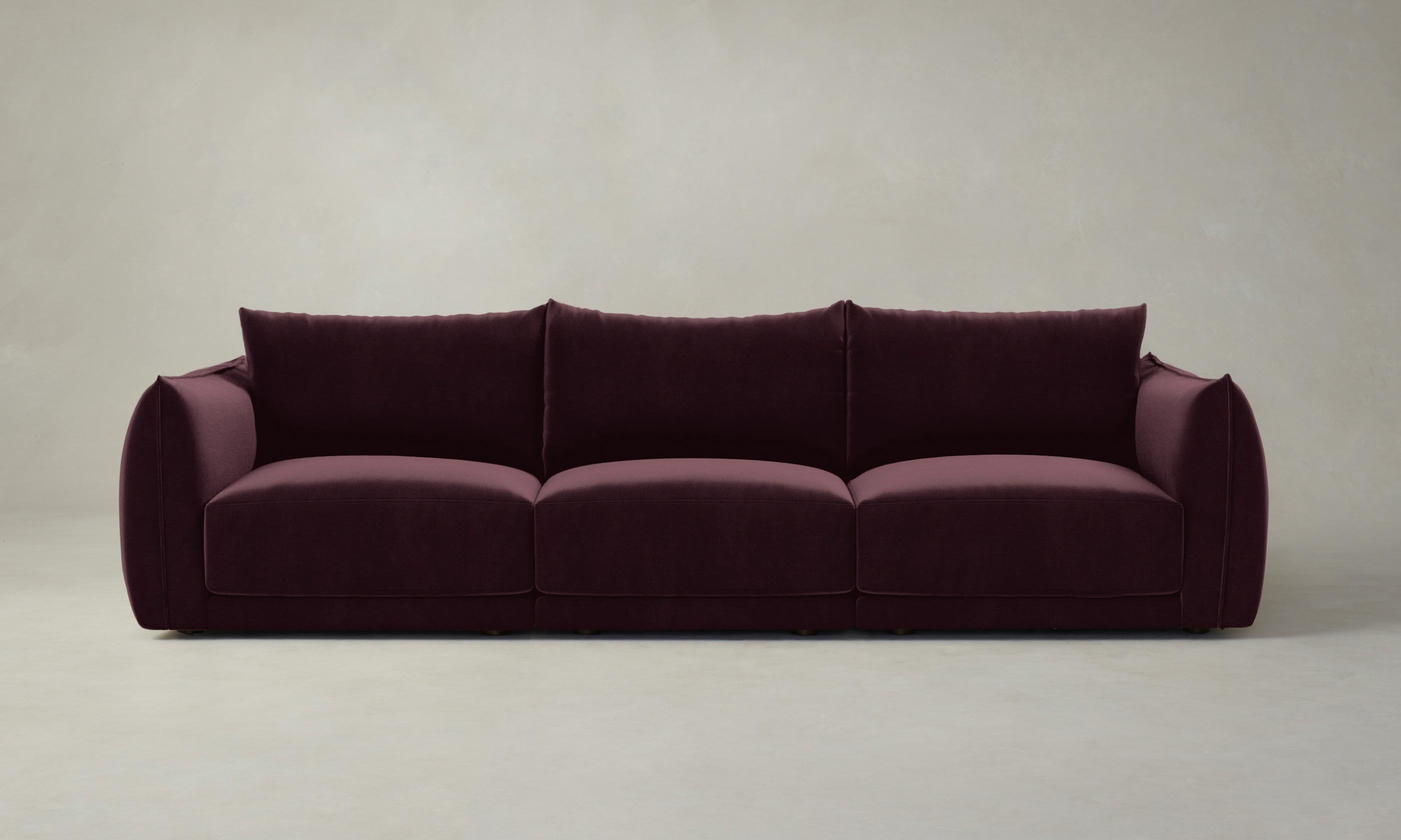 The Jones Modular Sofa - Performance Velvet Merlot | Modern Sectional Couch for Living Room, Lounge & Home Theater | Easy Assembly & Customizable Layout