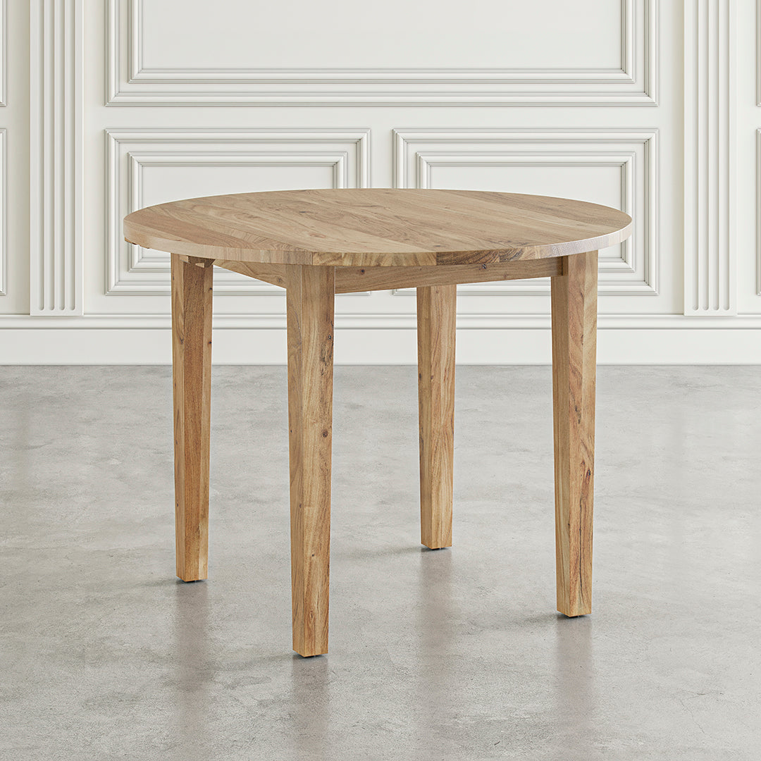 Macy Drop Leaf Dining Table Set (3pc) - Natural Wood Finish - Perfect for Small Spaces, Apartments & Breakfast Nooks