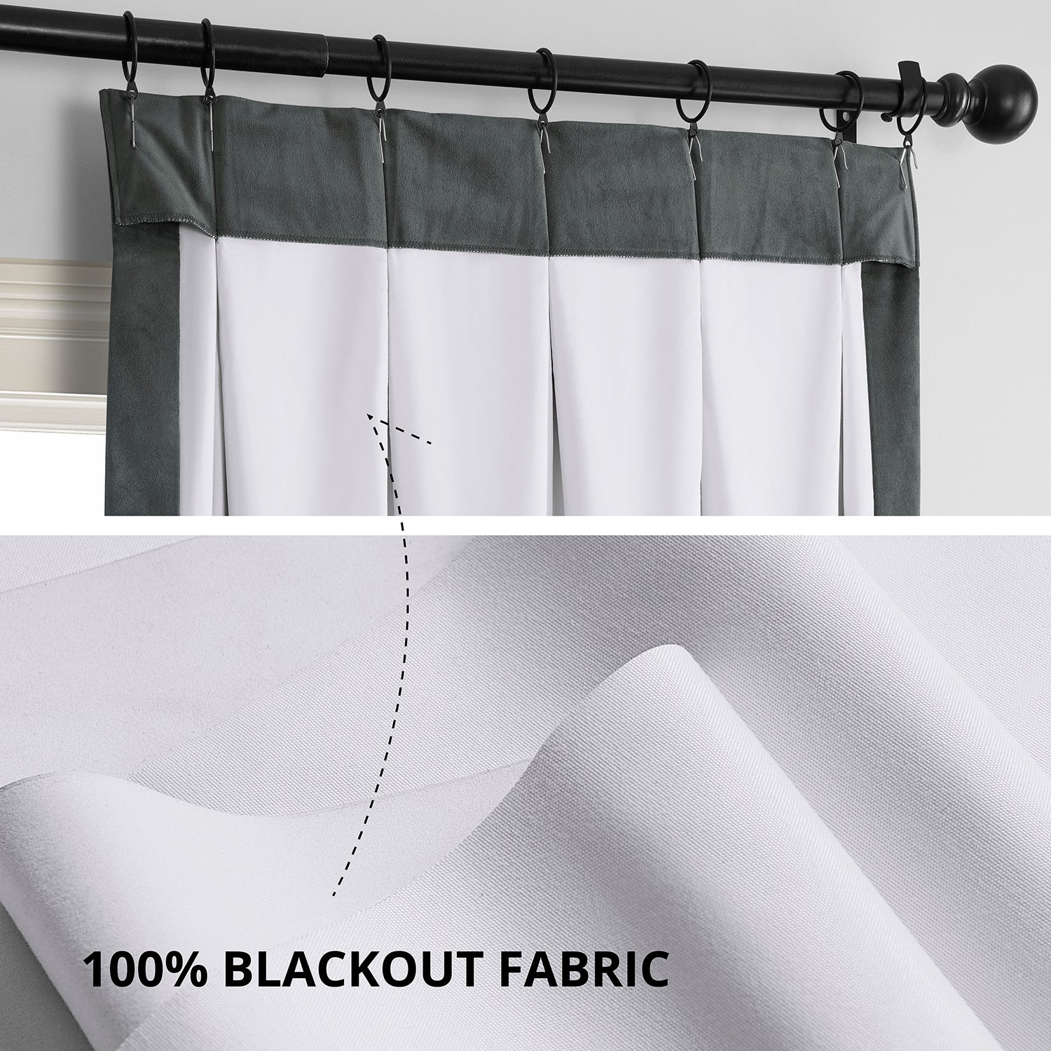 Neutral Grey French Pleat Signature Velvet Blackout Curtains for Bedroom & Living Room - Thermal Insulated Light Blocking Drapes for Better Sleep & Privacy
