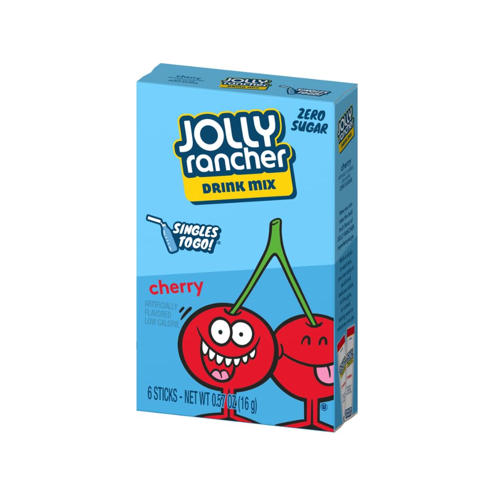 Jolly Rancher SINGLES TO GO! Cherry Hard Candy - 6 Boxes (36 Packets Total) - Perfect for School Lunches, Office Snacks & On-the-Go Treats