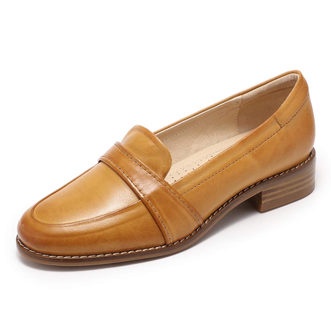 Mona Flying Women's Genuine Leather Penny Loafers Slip-On Flats - Comfortable Office & Casual Shoes for Women - Perfect for Work, Business Meetings, and Everyday Wear