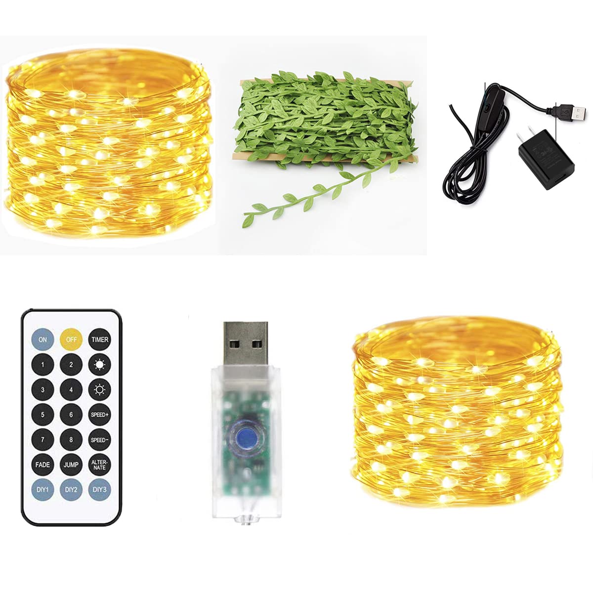 Twinkle Fairy Lights 66ft 200LED USB Powered String Lights with Remote - Waterproof Outdoor/Indoor Decorative Lighting for Bedroom, Wedding, Party, Garden, Christmas Tree