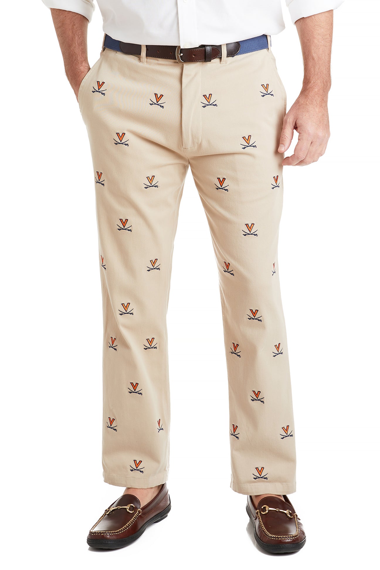 UVA Collegiate Stretch Twill Pants for Men & Women - Comfortable Khaki Casual Trousers for School, Work & Everyday Wear